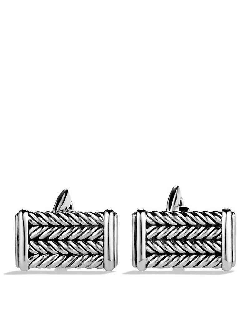 Chevron Cufflinks in Sterling Silver, 22.8mm