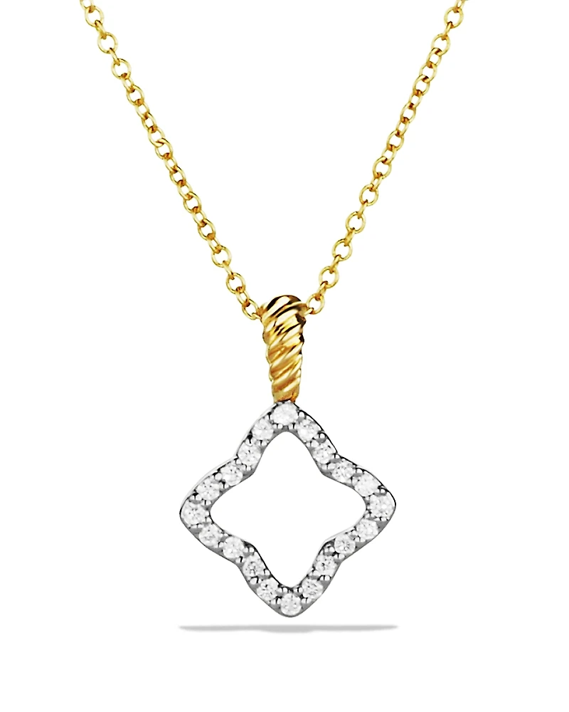 David Yurman Cable Collectibles Quatrefoil Pendant Necklace with Diamonds