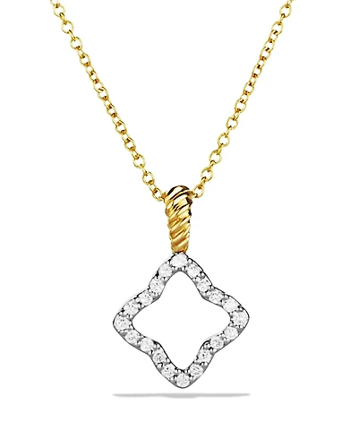 David Yurman Cable Collectibles Quatrefoil Pendant Necklace with Diamonds