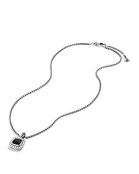 Petite Albion® Pendant Necklace in Sterling Silver with Black Onyx and Diamonds, 7mm