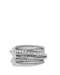 Crossover Wide Ring with Diamonds