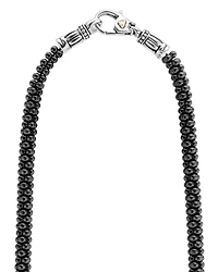 Black Caviar Ceramic Necklace with 18K Gold, 16"