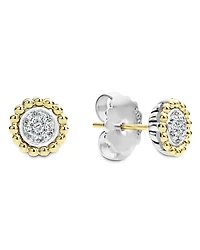 LAGOS 18K Gold and Diamond Caviar Stud Earrings