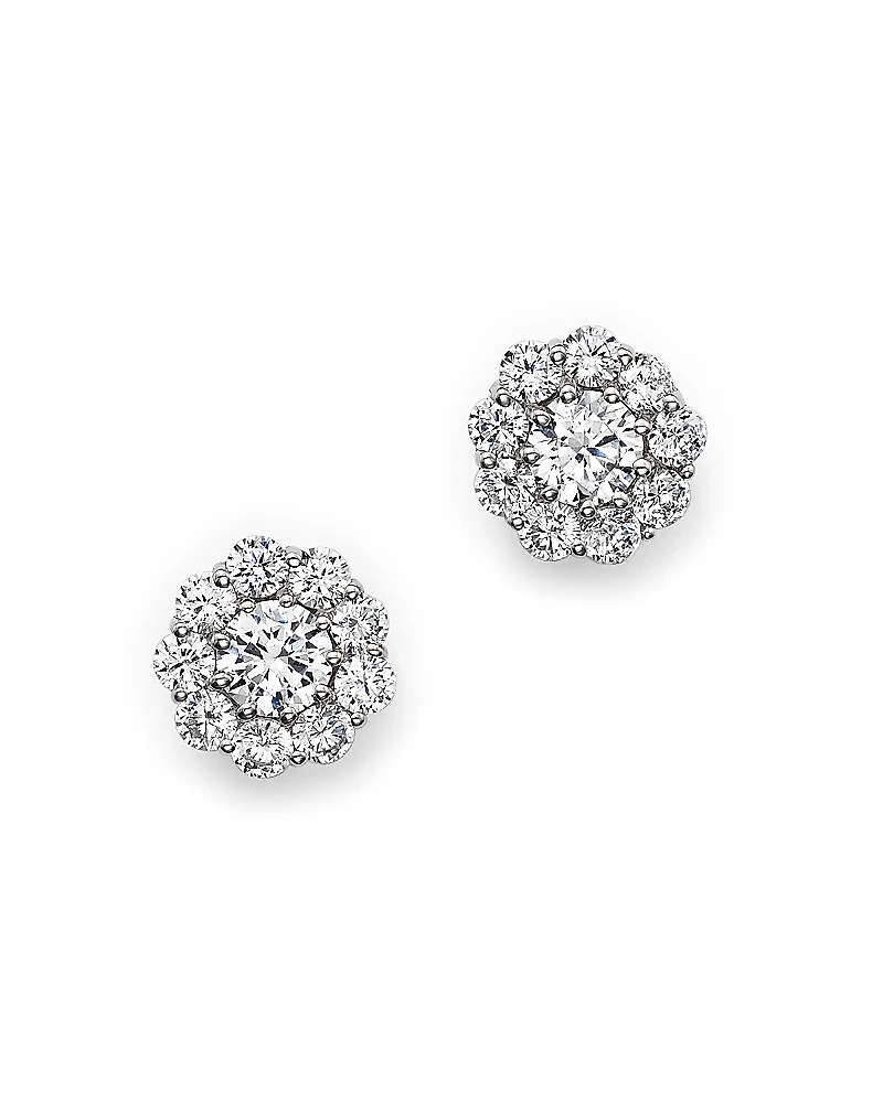 Certified Diamond Halo Stud Earrings