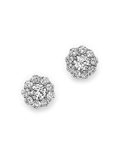 Certified Diamond Halo Stud Earrings