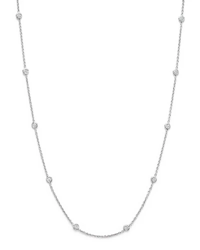 18K White Gold or Yellow Diamond Station Necklace, 16"