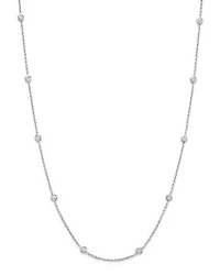 18K White Gold or Yellow Diamond Station Necklace, 16"
