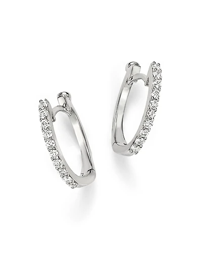 Roberto Coin 18K White Gold Small Diamond Hoop Earrings