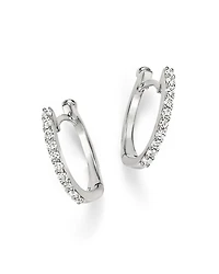 Roberto Coin 18K White Gold Small Diamond Hoop Earrings
