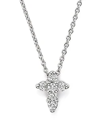 Roberto Coin 18K White Gold Small Cross Pendant Necklace with Diamonds, 16