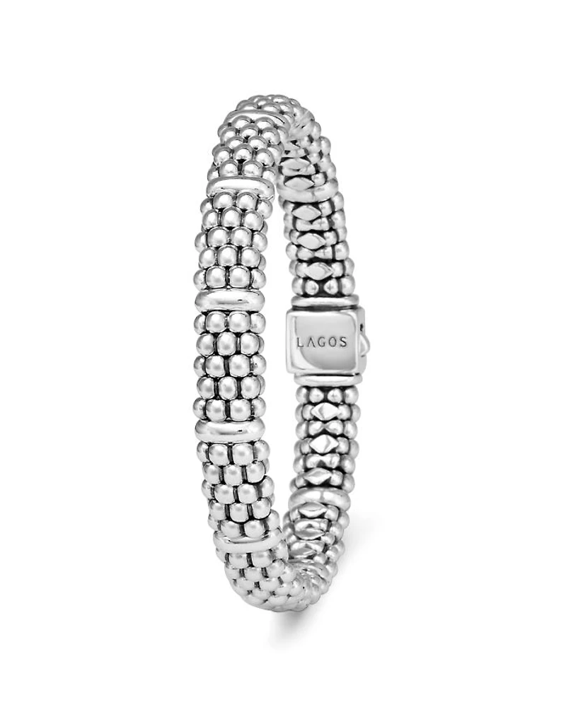 Sterling Silver Caviar Beaded Rope Bracelet