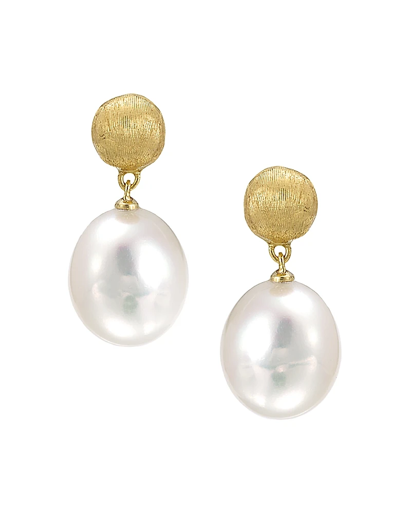 Marco Bicego Africa Pearl Collection 18K Yellow Gold and Cultured Freshwater Pearl Drop Earrings