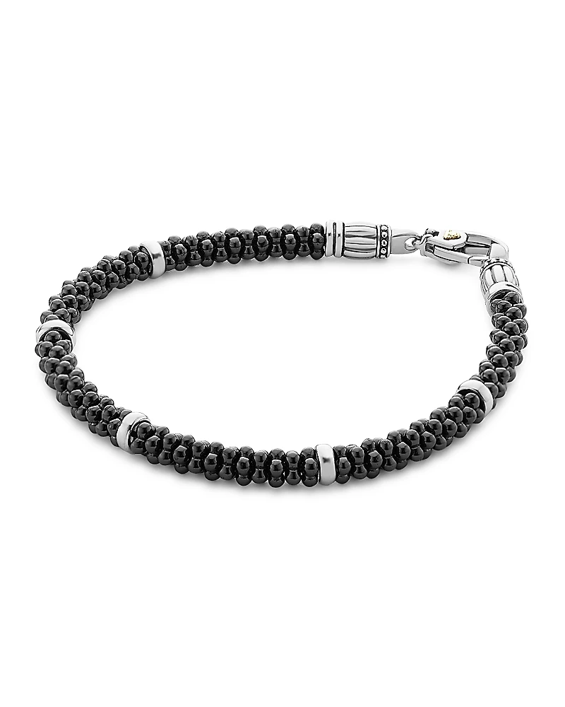 Lagos Black Caviar Ceramic Sterling Silver and 18K Gold Bracelet