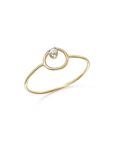 Zoe Chicco 14K Yellow Gold Paris Small Circle Diamond Ring
