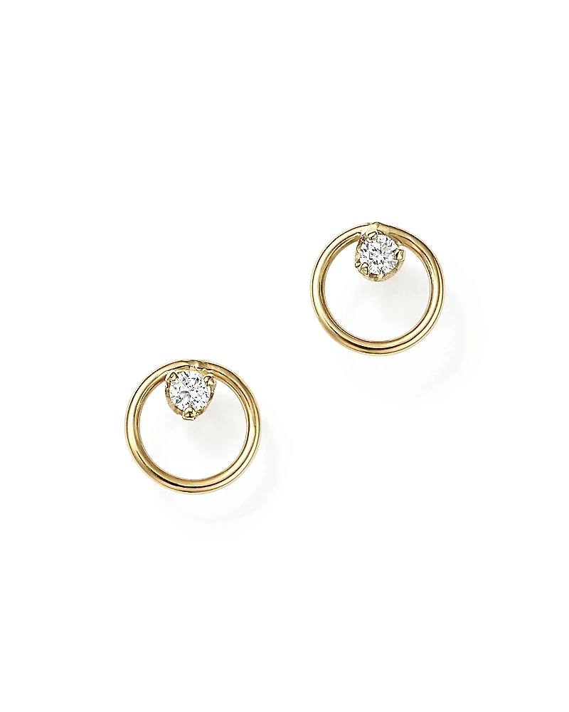 Zoe Chicco 14K Yellow Gold Paris Small Circle Diamond Earrings