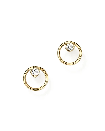 Zoe Chicco 14K Yellow Gold Paris Small Circle Diamond Earrings