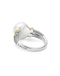 18K Gold and Sterling Silver Luna Ring with Cultured Freshwater Pearl