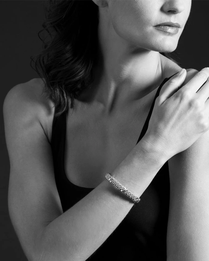 18K Yellow Gold and Sterling Silver Caviar Bracelet