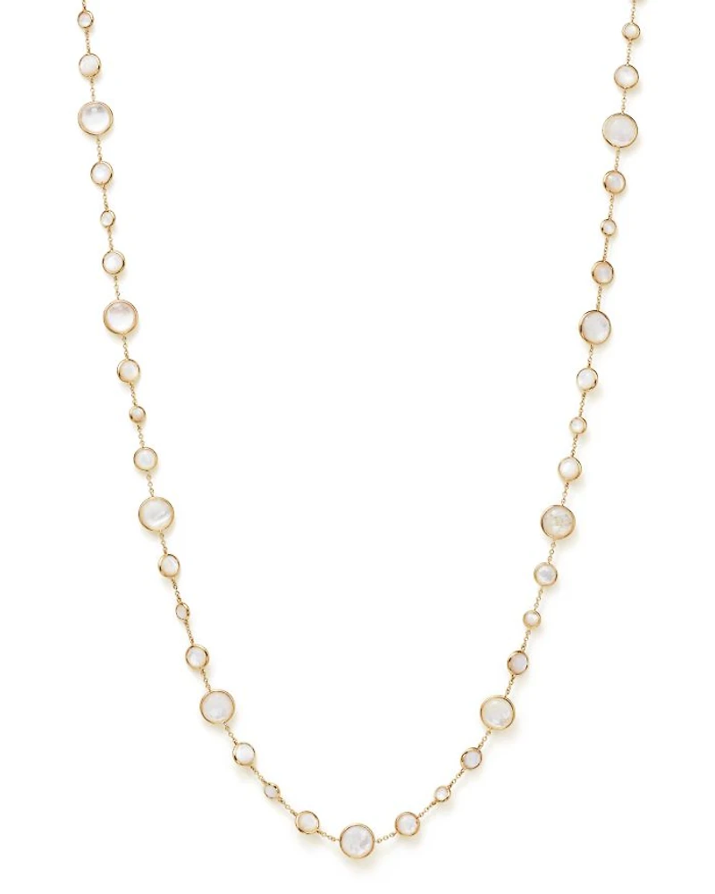 18K Gold Lollipop® Lollitini Necklace in Mother-Of-Pearl Doublet and Clear Quartz, 36"