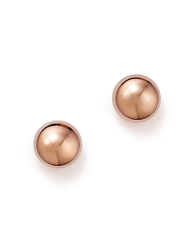 14K Rose Gold Flat Ball Stud Earrings