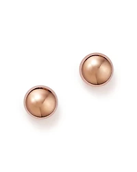14K Rose Gold Flat Ball Stud Earrings