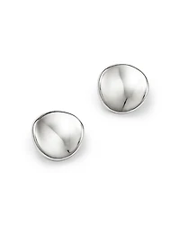 14K White Gold Disk Stud Earrings