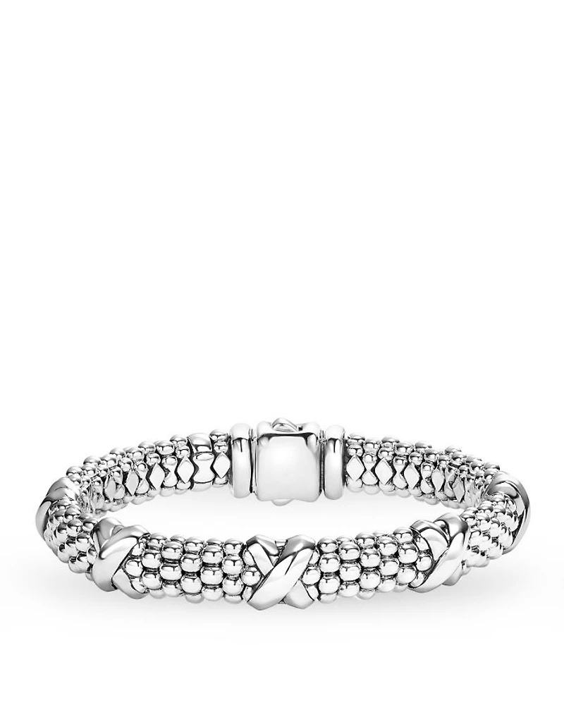 Signature Sterling Silver X Station Caviar Bracelet