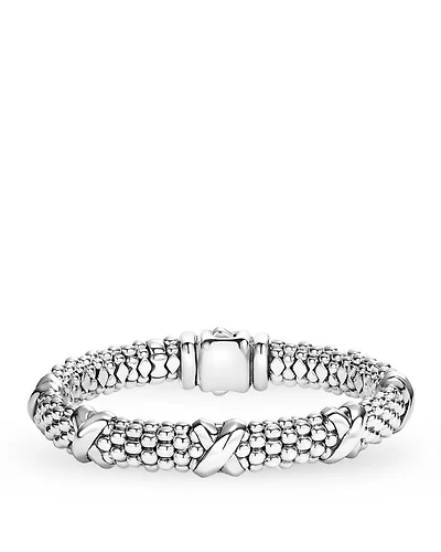 Signature Sterling Silver X Station Caviar Bracelet