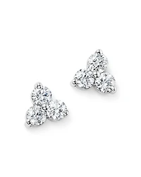 Diamond Three Stone Stud Earrings