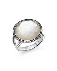 Ippolita Sterling Silver Stella Lollipop Ring in Mother-of-Pearl Doublet with Diamonds