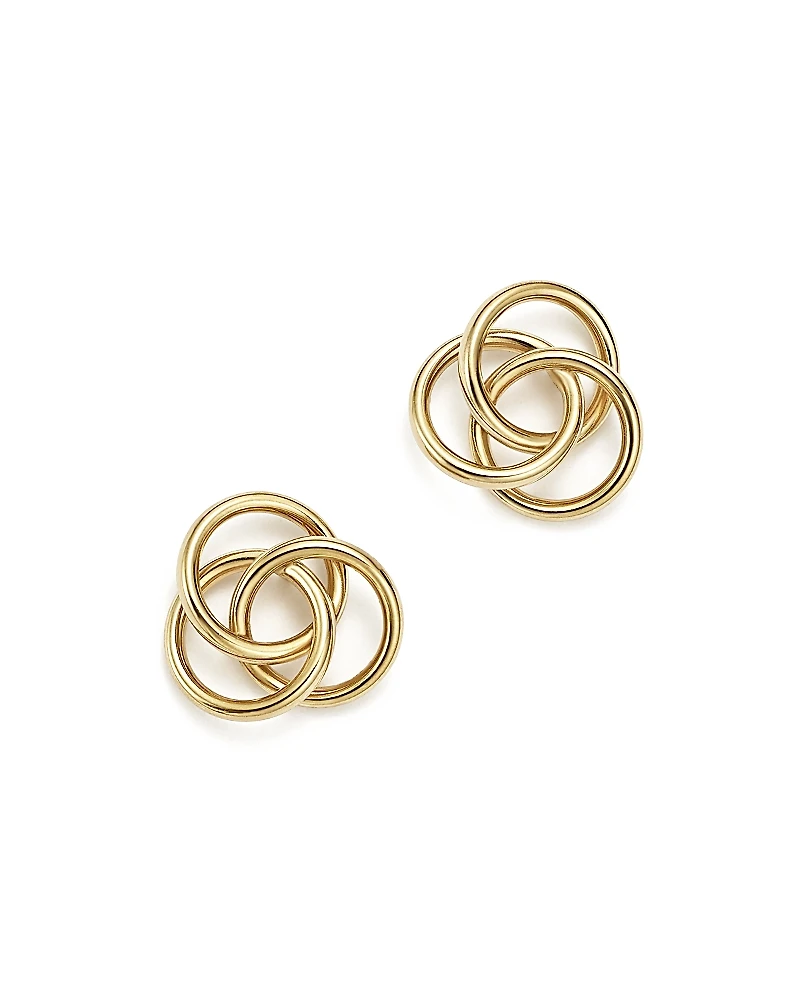 14K Yellow Gold Large Love Knot Stud Earrings