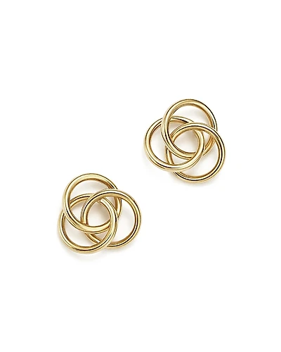 14K Yellow Gold Large Love Knot Stud Earrings