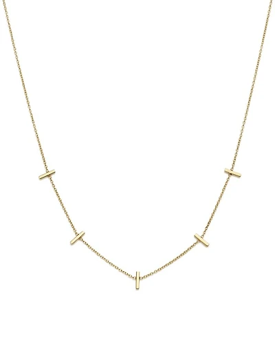 14K Yellow Gold Bar Station Necklace, 16"