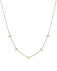 14K Yellow Gold Bar Station Necklace, 16"