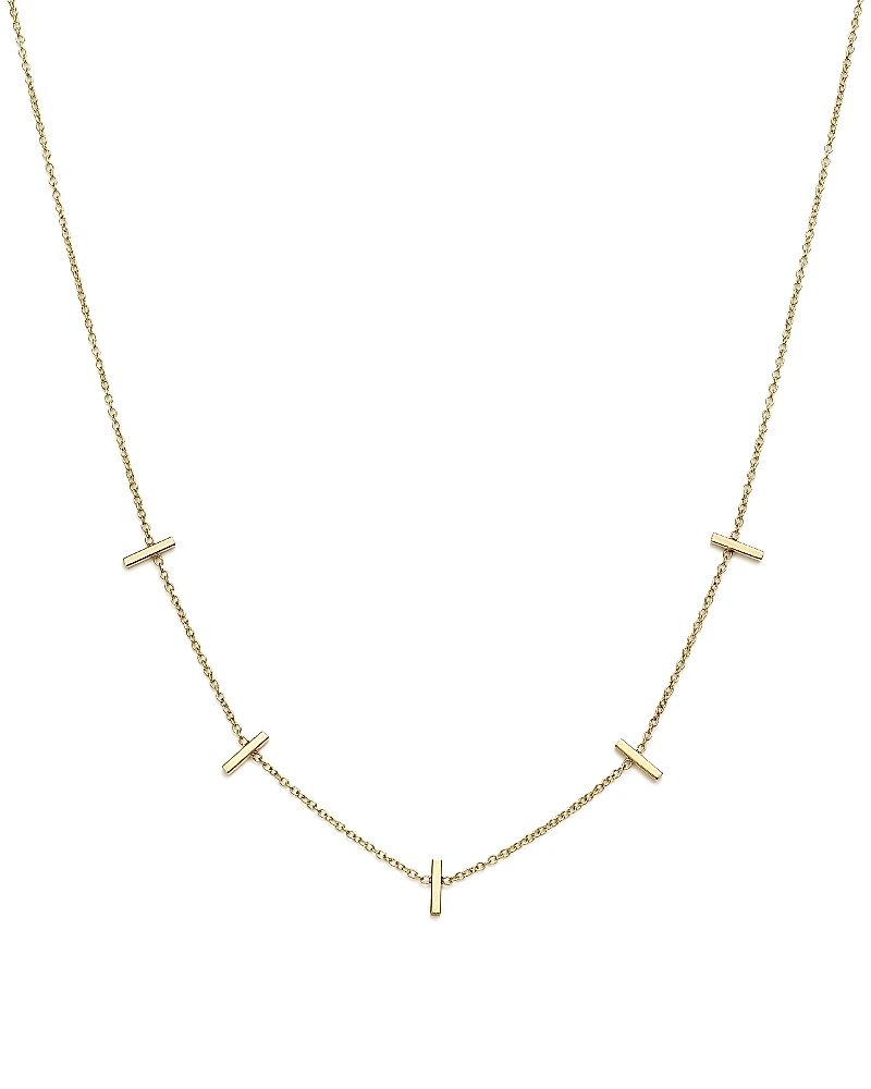 Zoe Chicco 14K Yellow Gold Bar Station Necklace, 16