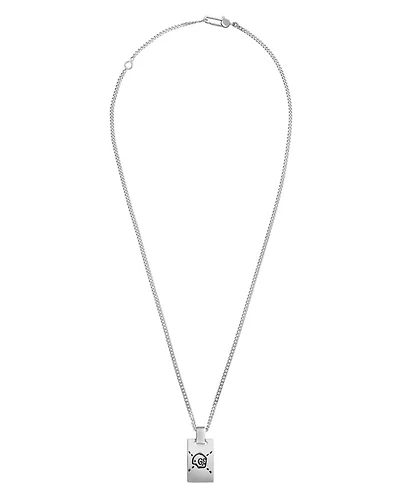 Sterling Silver Gucci Ghost Dog Tag Necklace, 19.6"