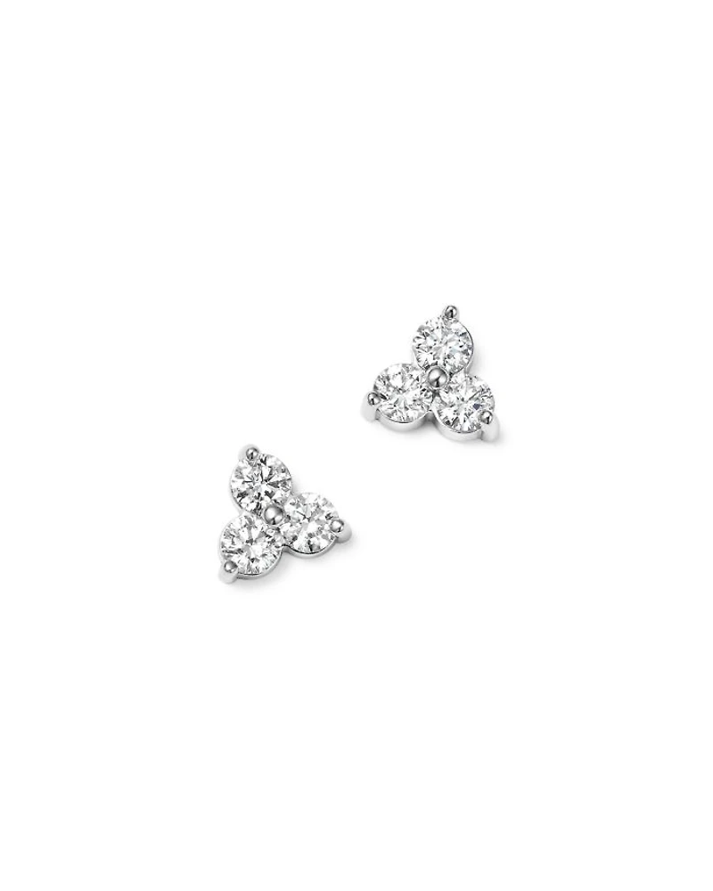 Diamond Trio Stud Earrings 14K White Gold, 0.20-2.0 tcw