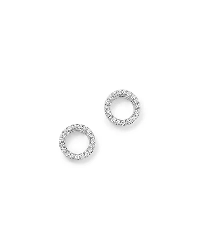 Diamond Circle Stud Earrings in 14K White Gold, .20 tcw