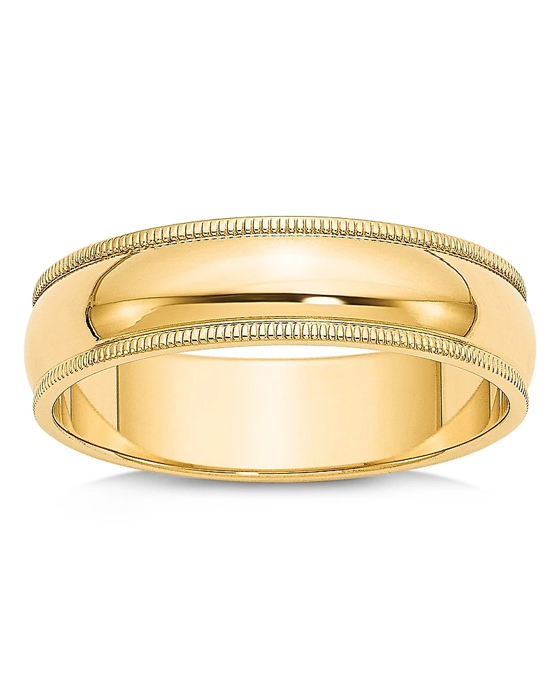 Bloomingdale's Fine Collection Men's 6mm Milgrain Half Round Wedding Band 14K Yellow Gold