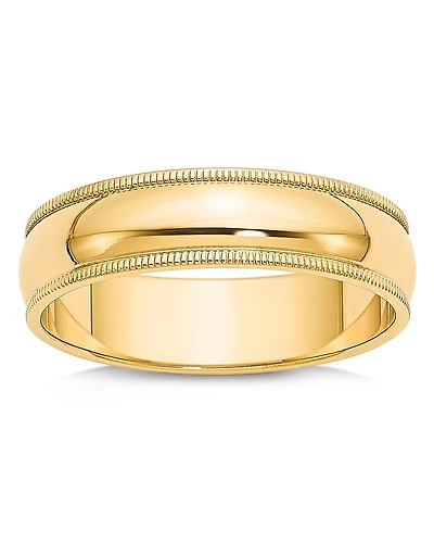 Bloomingdale's Fine Collection Men's 6mm Milgrain Half Round Wedding Band 14K Yellow Gold
