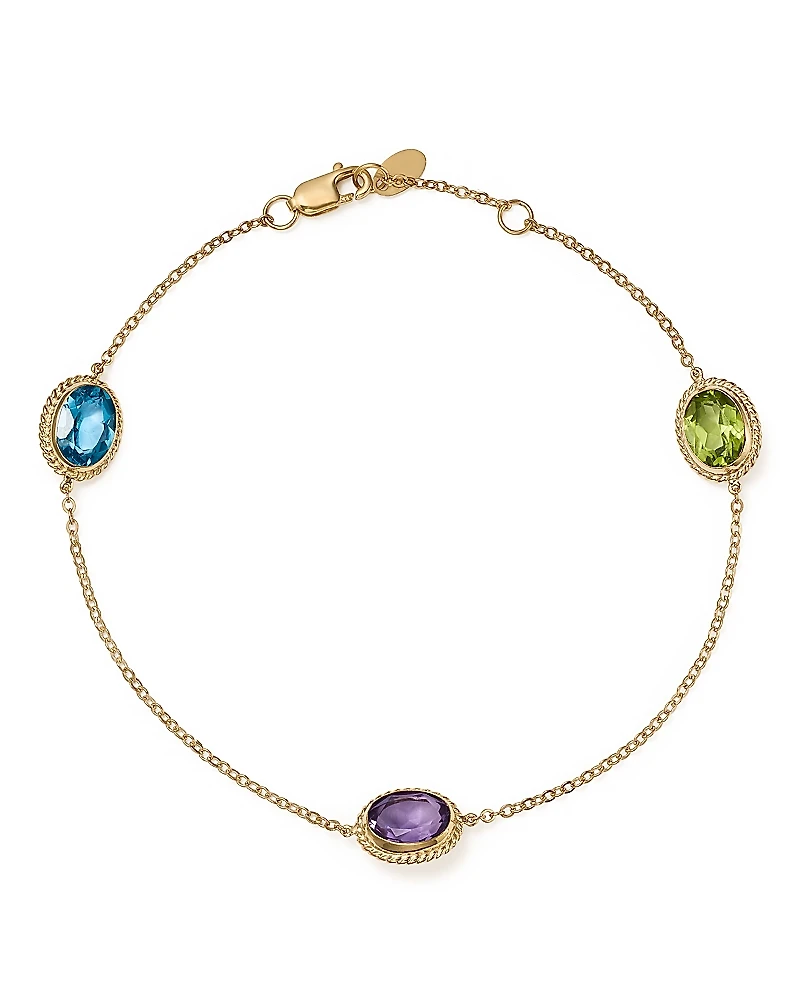 Bloomingdale's Fine Collection Multi Gemstone Oval Station Bracelet