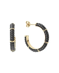 Lagos Gold & Black Caviar Collection 18K Gold & Ceramic Hoop Earrings