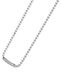 Sterling Silver Caviar Spark Diamond Bar & Ball Chain Necklace, 16"