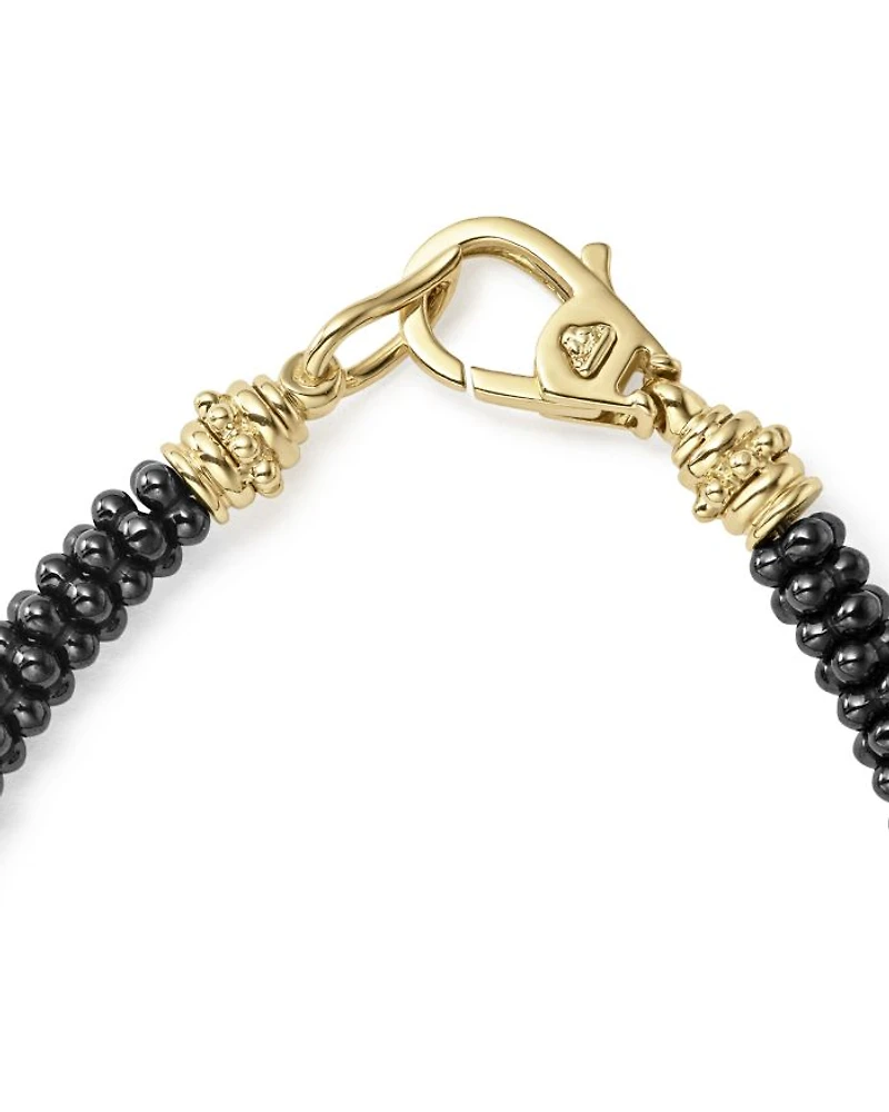 Gold & Black Caviar Collection 18K Ceramic Five Station Bracelet