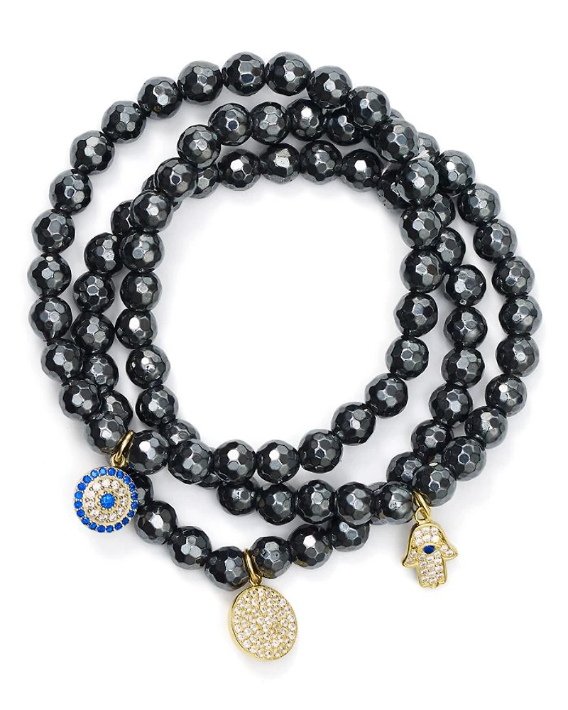 Beaded Bracelets in Gold Tone-Plated Sterling Silver and Hematite Tone-Plated Sterling Silver - Exclusive