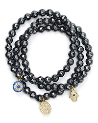 Beaded Bracelets in Gold Tone-Plated Sterling Silver and Hematite Tone-Plated Sterling Silver - Exclusive