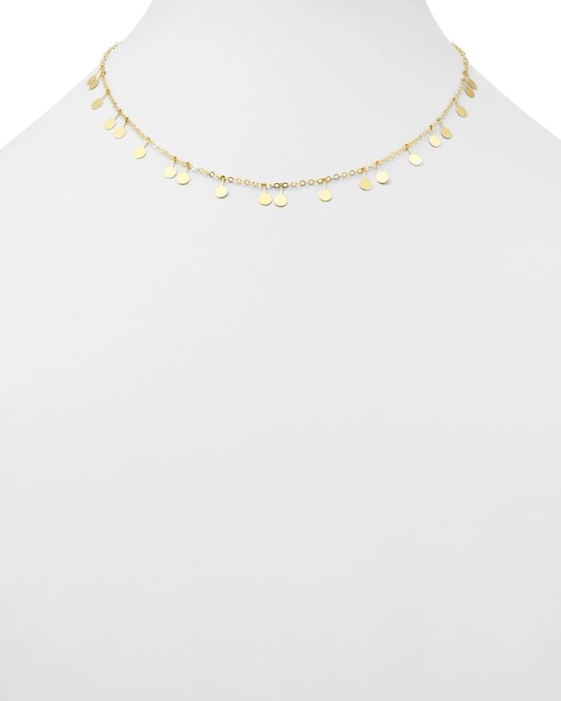 Dangling Disc Front Necklace in 14K Yellow Gold, 16" - Exclusive