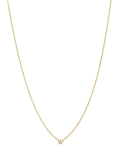 14K Yellow Gold Itty Bitty Diamond Star Pendant Necklace, 16"