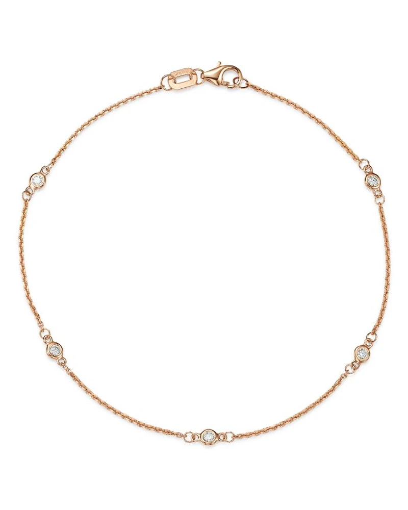 Diamond Station Bracelet in 14K Rose Gold, 0.10 tcw