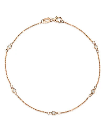 Diamond Station Bracelet in 14K Rose Gold, 0.10 tcw